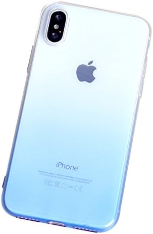 New Arrival Case for Iphone X Ultra Thin Gradient Color Crystal Clear Flexible Silicone Soft TPU Phone Back Cover (deep blue)
