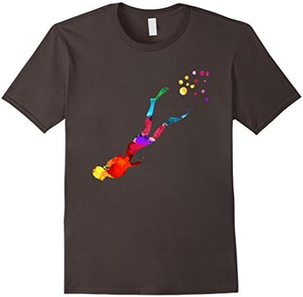 Mens Scuba Diver T-Shirt Watercolor Silhouette Diving Tee 3XL Asphalt
