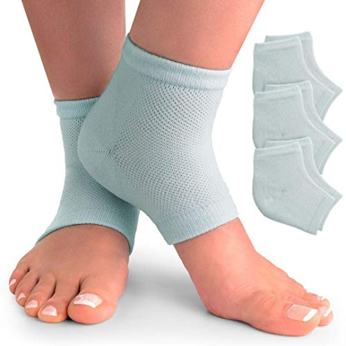 Moisturizing Socks 3 Pairs – Bonus Callus File – Dry Cracked Feet Heel Sleeve Gel Treatment – Softening Hands Foot Repair for Womens Mens Rough Heal Moisturizer Spa I Crack Heels Skin Moisture Gels