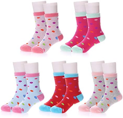MIUBEAR Toddler Kids Winter Cotton Socks Boys Girls Athletic Non Slip Crew Socks For 0-9 Year Old -5 Pack
