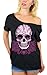 Awkwardstyles Sugar Skull Pink Roses Off Shoulder Tops T-Shirt + Bookmark
