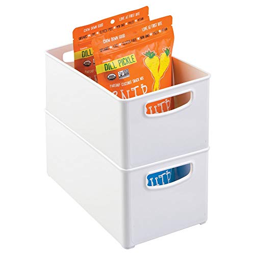 mDesign Kitchen and Pantry Storage Organizer Bin Deep, White