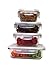 [4-Pack]Glass Meal Prep Food Storage Containers Spill Proof Heat Resistant By Upicc Airtight Snap Locking Lids Stain Proof Glass BPA Free Packaged In a Insulated Lunch Bag