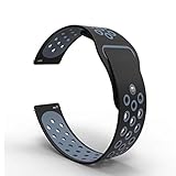B-Great 20mm Quick Release Breathable Watch Band Compatible with Garmin Vivoactive 3/Samsung Gear Sport/Ticwatch 2/Ticwatch E/Samsung Gear S2 Classic Watch, One Size, Black/Gray
