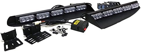Szcafelimy 2 -15 LED Red/White/Red/White/Red Light Exclusive Split Visor Deck Dash Police Light Fire Protection Lightbar Emergency Strobe Light Warning Flashing LightBar