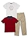 Nautica Baby Boys' Short Sleeve Polo, Tee, and Twill Pant Set, Red Rouge, 12 Months