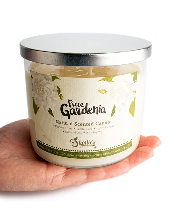 Gardenia Highly Scented Natural 3 Wick Candle, Essential Fragrance Oils