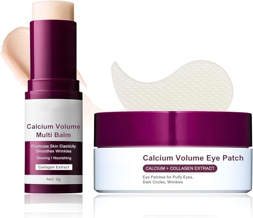 Artiwell Cementere Calcium Volume Multi Balm + Calcium Volume Eye Patches, Calcium Multi Balm Stick, Under Eye Masks for Puffy Eyes, Dark Circles, Wrinkles, Firming & Anti Aging Korean Skincare Set