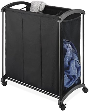 Whitmor 6396-4555 3-Section Laundry Sorter, Black