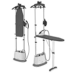 PureSteam Duo Iron & Pressurized Garment Steamer - Heavy Duty 1600-Watt Power with 1 Liter Water Tank, Built-In Ironing Board, and Deluxe Garment Hanger with Clips