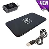 Wireless Charger, Qi Wireless Fast Charging Pad Station Mat 10W for Samsung Galaxy S8, S7, S6, Edge, Note 5, Nexus 6, Nexus 5 HTC Droid DNA, Nokia Lumia 950, LG G6 (2A AC Wall Charger INCLUDED) by SES