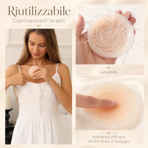2 Pairs Women's Waterproof Silicone Nipple Covers, Reusable Invisible Nipple Covers, Strapless Cover, Backless Bra, Adhesive Bra, Breast Adhesive Cups