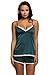 Ekouaer Sleepwear Womens Sexy Pajamas Set Silk Lingerie 2 Piece Satin Cami Shorts Set PJS Wife Gift Green Mudiem