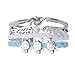 JIAYIQI Charm Pearl Angel Wings Likable Sea Horse Turtle Light Green Cord Bracelet for Women