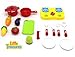 Little Treasures Chopping & Cooking Playset for Kids 3+ Includes a stove burner with knobs, pots with lid and sauté pan, cutting board and knife, Velcro fastened vegetables and seasoning bottle