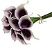 Winterworm Latex Real Touch Artificial Calla Lily Flower Bouquet Wedding Party Home Garden Restaurant Decoration Valentine Gifts - Bunch of 10 (Dark-Purple)