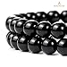BEADNOVA Black Onyx Beads Natural Crystal Beads Stone Gemstone Round Loose Energy Healing with Crystal Stretch Cord for Jewelry Making (8mm, 45-48pcs)