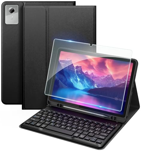 EasyAcc Keyboard Cover Compatible with Lenovo Idea Tab 11 Inch Tablet 2025 (TB-336ZU/TB-336FU) with Protective Film, Removable Keyboard Case with Black Pen Holder