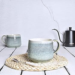 Bosmarlin Large Ceramic Wide Coffee Latte Mug Set