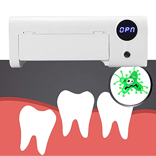 UV Toothbrush Sanitizer, 4 Toothbrush Sterilizer Holder, Bathroom Toothbrush Holder Wall Mounted, Toothbrush Organizer for Ladies Men Baby Kids Family Bathroom