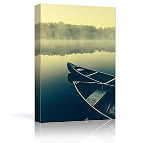 Canvas Wall Art - A Pair of Boats Floating on The Lake - Giclee Print Gallery Wrap Modern Home Art Ready to Hang - 12x18 inches