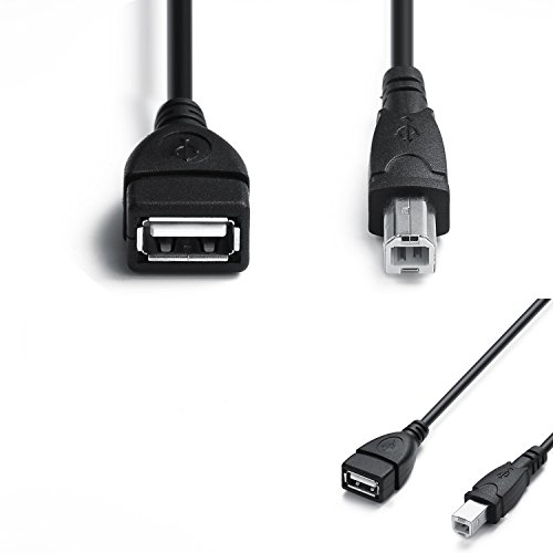2 PACK USB 2.0 Cables A Female to USB B Male Cable for Printer cables length is 20 inches A/F to B/M Type-A F to B M Cable Extender Connection Cable(USB_A/F-USB_B/M Cables, Black)