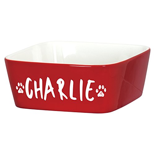Be Burgundy Personalized Pet Bowl Gift - Engraved Personalized Dog Bowl Cat Bowls - Custom Name Ceramic Dish | 7" x 7" x 3"