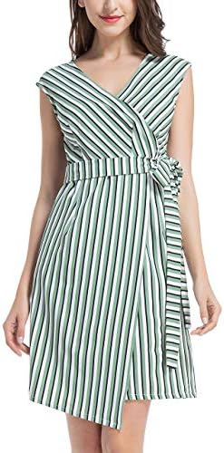 AUQCO Women's Wrap Long Sleeve/Sleeveless Slim Bodycon Wear to Work V-Neck Dress