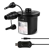 Deeplee USB Air Mattress Pump, Rechargeable Air Pump Quick Fill Electric Air Pump Inflator Deflator Pump for Inflable Boat Inflated Toy,3 Nozzle