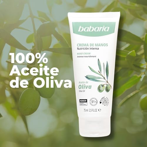 Babaria - Creme para Mãos Rachadas e Secas | Creme de Mãos Reparador com Azeite | Chilblains Creme | Creme de mãos de trabalho