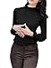 Allegra K Woman Mesh Panel Front Mock Neck Bracelet Sleeves Top XL Black
