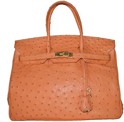 Real Ostrich Leather Handbag Birkin Style (black)