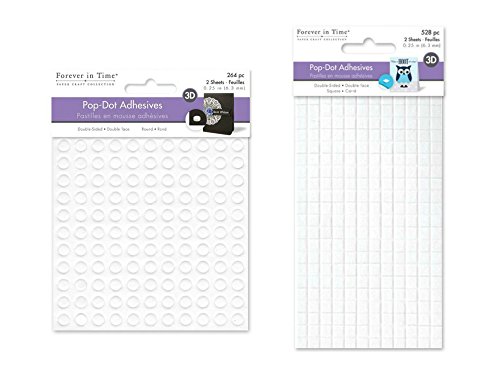 Forever In Time 3D Pop Dots & Squares Dual-Adhesive Foam Mount, 1/4-Inch - Value Pack of 792pcs
