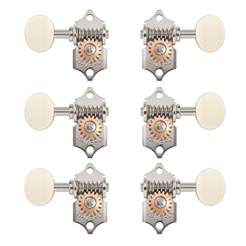 Waverly Guitar Tuners with Ivoroid Knobs, for Solid Pegheads, Nickel, 3L/3R