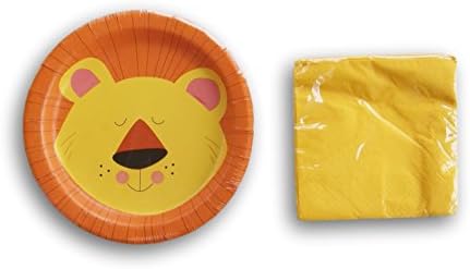 Birthday Party Supply Kit Jungle Lion Pattern - Cake Plates and Beverage Napkins