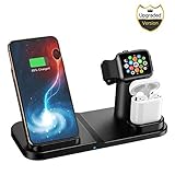Wireless Charger, 3 in 1 10W Qi-Certified Fast Wireless Charger Stand Compatible iPhone XR/XS Max/XS/X / 8/8 Plus/Apple Watch/Airpods