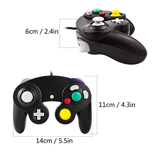 Diswoe GameCube controller, Classical wired NGC GameCube controller for Nintendo Wii GameCube GC Console Black, cable length 1.8m - Thumbnail 3