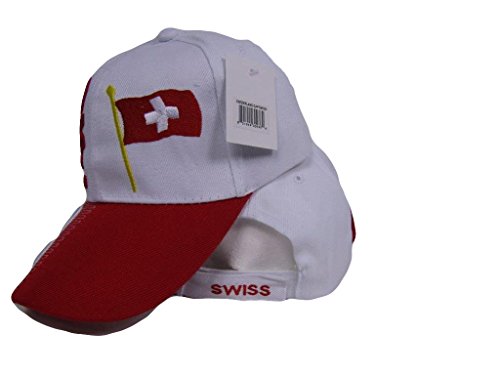 AES Swiss Switzerland Country Red White Baseball Hat Cap 3D Embroidered