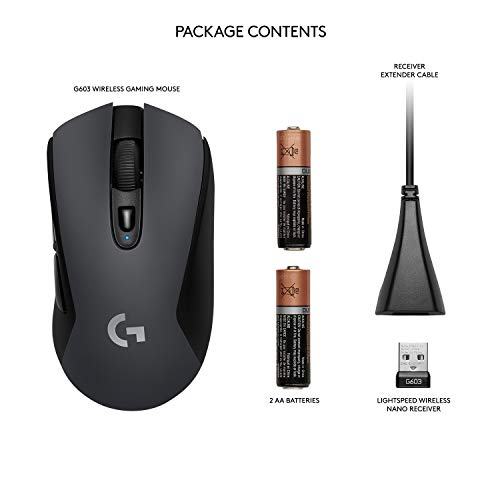 Logitech G603 Lightspeed Wireless Gaming Mouse Hero 12k Sensor 12 000 Dpi Lightweight 6 Programmable Buttons 500h Battery Life On Board Memory Pc Mac Black Pricepulse