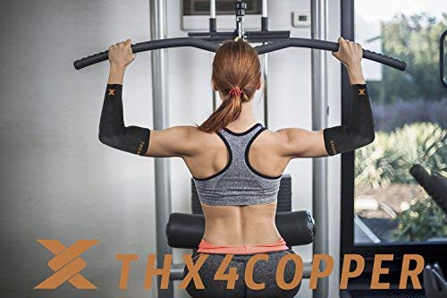 Thx4COPPER Elbow Compression Sleeve(1 Pair) - #1 Copper Infused Support -Guaranteed Recovery Copper Elbow Brace-Idea for Workouts, Sports, Golfers, Tennis Elbow, Arthritis, Tendonitis-Medium... - Thumbnail 3