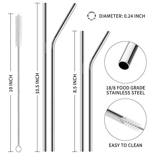 Hiware 12-Pack Reusable Stainless Steel Metal Straws with Case - Curved Drinking Straws for 30 oz an - //coolthings.us