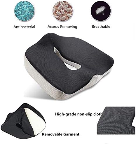 Flybiz Foam Seat Orthopedic Seat Cushion, for Coccyx Sciatica Hemorrhoid Tailbone Back Pain Relief, Ergonomic Posture Seat Pad with Cool Mesh Fabric for Office Chairs, Car Seat, Recliner, Wheelchair