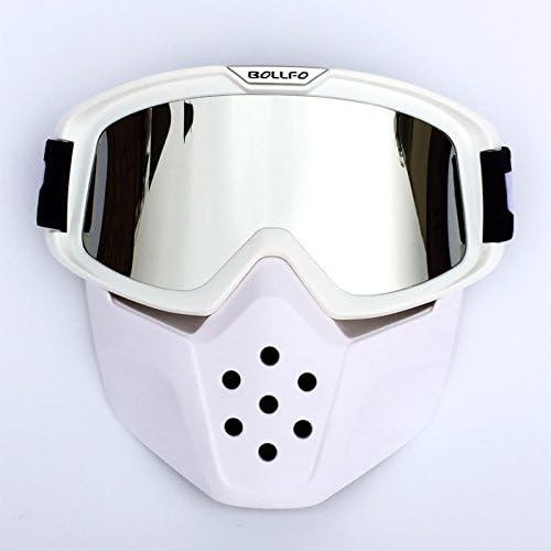 HONCENMAX Motorcycle Goggles Glasses With Detachable Face Mask Harley Style Helmet Fog-proof Windproof Riding UV Protection Sunglasses Valentine's Day Gift Silver