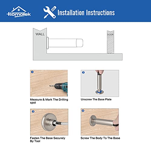 HOMOTEK 5 Pack Heavy Duty Solid Rigid Door Stops Bumper Sound Dampening Door Stoppers with Soft