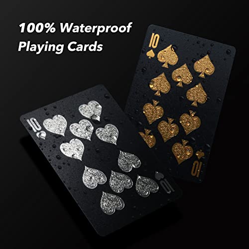 2 Decks of Playing Cards, INTEGEAR Gold 3D Embossed Patterned Poker Cards Plastic PET Waterproof