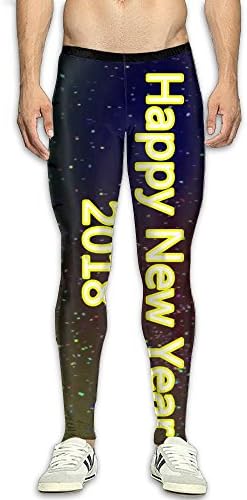DOPPYENG Mens Compression Pants Base Layer Running, Cycling, Sports, Training, Weightlifting Tights Happy New Year 2018 3D Print Fitness Sports Tight Leggings
