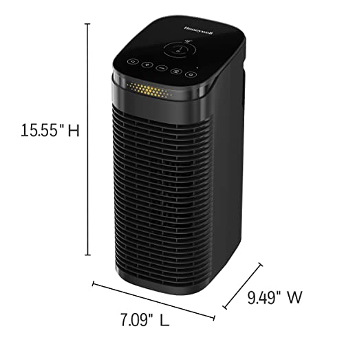 Honeywell HEPA Air Purifier for Home, 488 Ft² Rooms in 1 hour, Auto Mode, Air Quality Indicator, Reduces Allergens, Dust, Pollen, Pet Dander, All Smoke Types, Odors, Black, HPA080