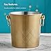 VonShef Gold Champagne Bucket with Carry Handles, 5.3Qt, Brushed Gold Stainless Steel Ice Bucket with Gift Box