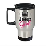 Jeep Travel Mug - I'm a Jeep Girl Stainless Steel Coffee Thermo & Beer Mug - Mother's Day, Birthday & Christmas Gift Idea for Women, Mom, Daughter, Girlfriend, Wife & Grandma