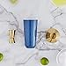 VonShef Blue Gold Cocktail Shaker, 21oz Capacity, Brushed Gold Etched Design, Bartender Set Gift Box & Double Ended Jigger Included